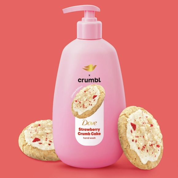 New Limited Edition Dove x Crumbl Strawberry Crumb Cake Hand Wash! - Picture 1 of 6